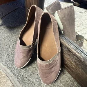 Fry Melissa Flats purple brown nude genuine leather 9.5 women ballet
